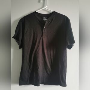 (3/$12) - American Eagle Mens Henley Tshirt. Medium. Black.